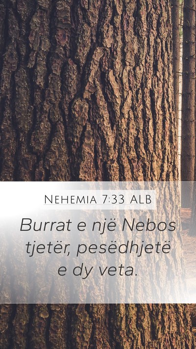 Nehemia 7:33 ALB Mobile Phone Wallpaper - Burrat e një Nebos tjetër, pesëdhjetë e dy - Mobile Bible Verse Wallpaper