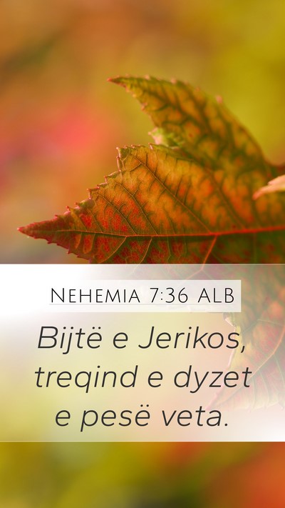 Nehemia 7:36 ALB Mobile Phone Wallpaper - Bijtë e Jerikos, treqind e dyzet e pesë - Mobile Bible Verse Wallpaper