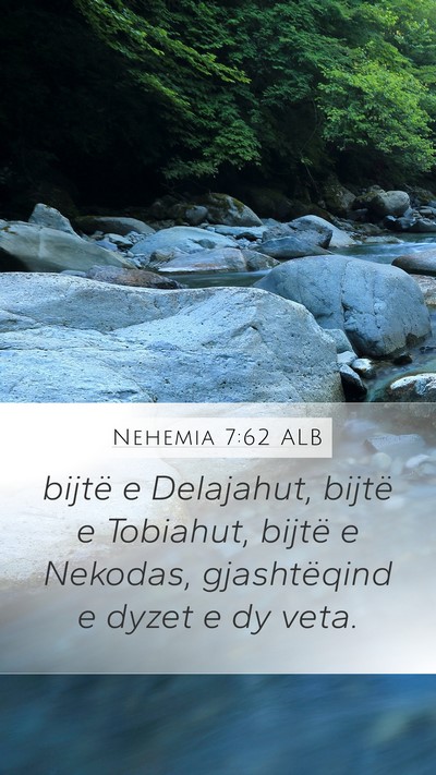 Nehemia 7:62 ALB Mobile Phone Wallpaper - bijtë e Delajahut, bijtë e Tobiahut, bijtë e - Mobile Bible Verse Wallpaper