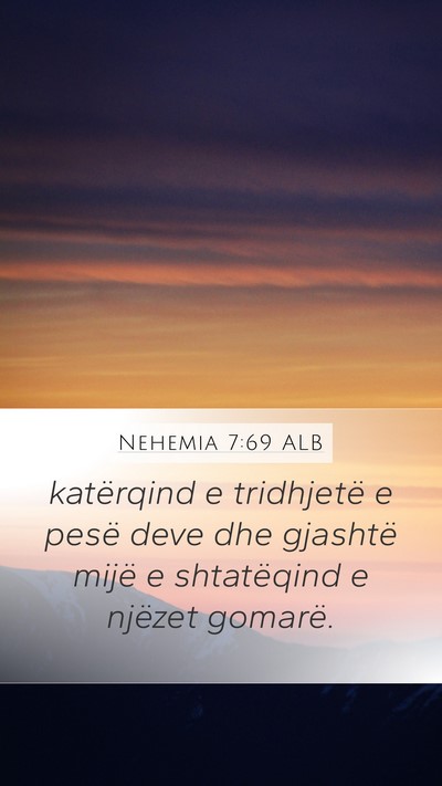 Nehemia 7:69 ALB Mobile Phone Wallpaper - katërqind e tridhjetë e pesë deve dhe gjashtë - Mobile Bible Verse Wallpaper