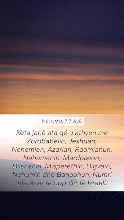 Nehemia 7:7 ALB Bible Verse Image