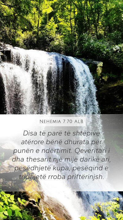 Nehemia 7:70 ALB Bible Verse Image