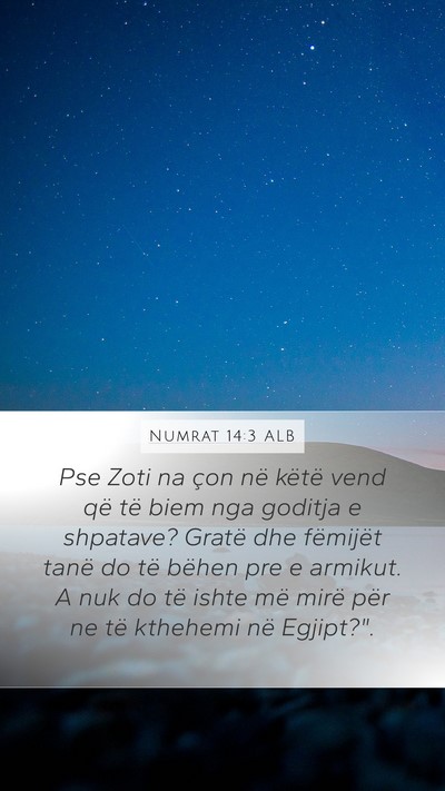 Numrat 14:3 ALB Bible Verse Image