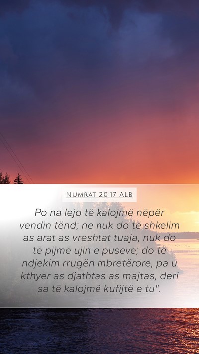 Numrat 20:17 ALB Bible Verse Image
