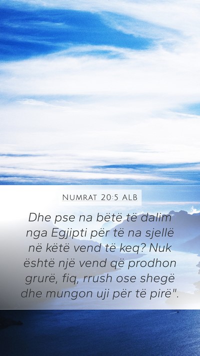 Numrat 20:5 ALB Mobile Phone Wallpaper - Dhe pse na bëtë të dalim nga Egjipti për të - Mobile Bible Verse Wallpaper