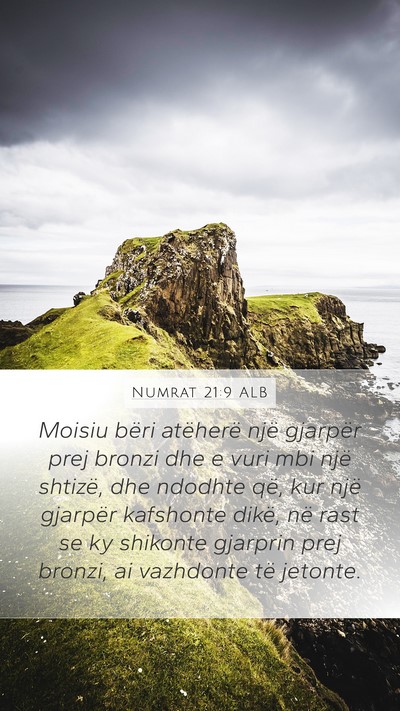 Numrat 21:9 ALB Mobile Phone Wallpaper - Moisiu bëri atëherë një gjarpër prej bronzi - Mobile Bible Verse Wallpaper