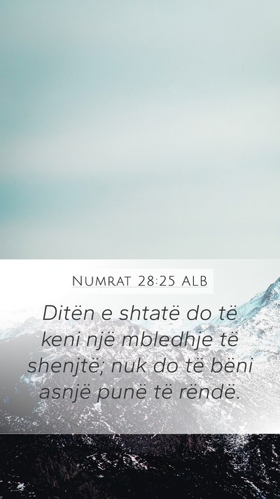 Numrat 28:25 ALB Mobile Phone Wallpaper - Ditën e shtatë do të keni një mbledhje të - Mobile Bible Verse Wallpaper