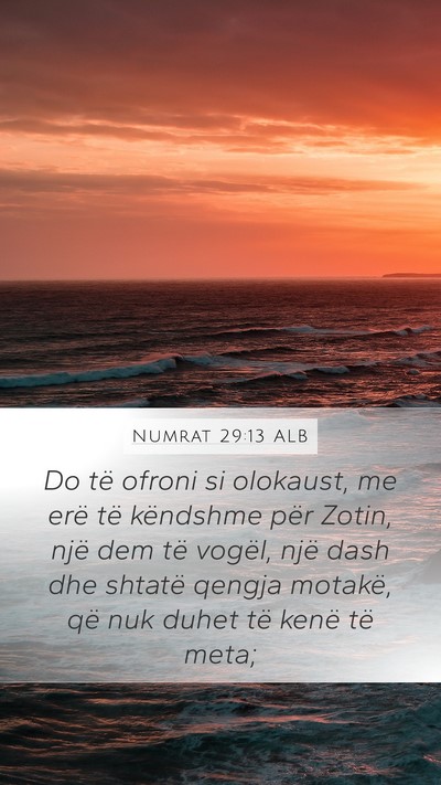 Numrat 29:13 ALB Bible Verse Image