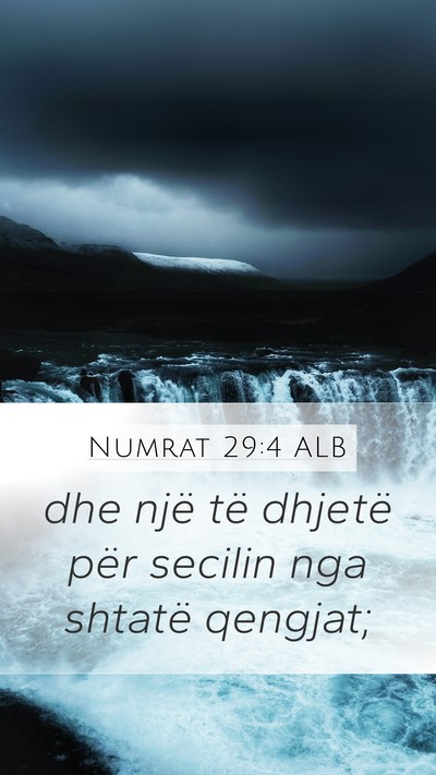 Numrat 29:4 ALB Mobile Phone Wallpaper - dhe një të dhjetë për secilin nga shtatë - Mobile Bible Verse Wallpaper