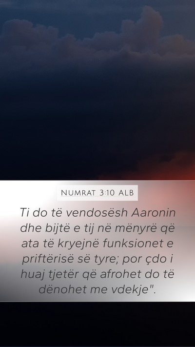 Numrat 3:10 ALB Bible Verse Image