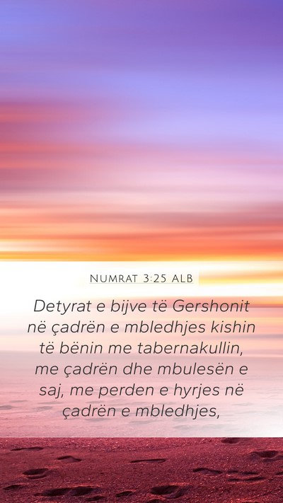 Numrat 3:25 ALB Bible Verse Image