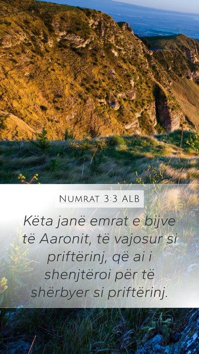 Numrat 3:3 ALB Mobile Phone Wallpaper - Këta janë emrat e bijve të Aaronit, të - Mobile Bible Verse Wallpaper