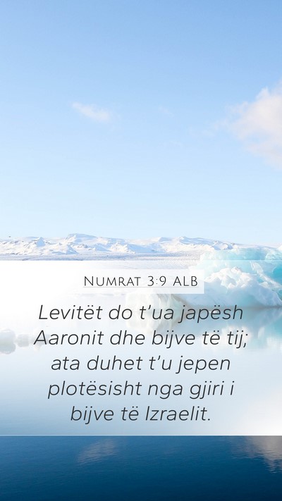 Numrat 3:9 ALB Mobile Phone Wallpaper - Levitët do t’ua japësh Aaronit dhe bijve të - Mobile Bible Verse Wallpaper