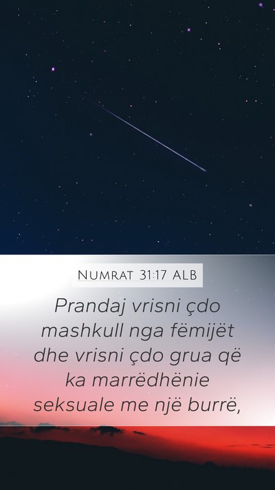 Numrat 31:17 ALB Bible Verse Image