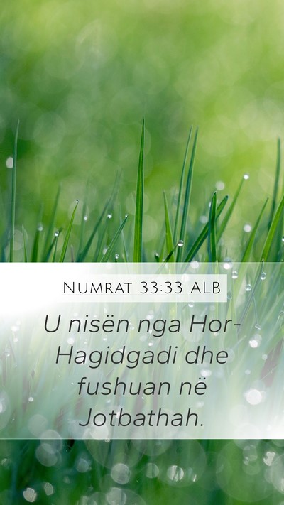 Numrat 33:33 ALB Mobile Phone Wallpaper - U nisën nga Hor-Hagidgadi dhe fushuan në - Mobile Bible Verse Wallpaper