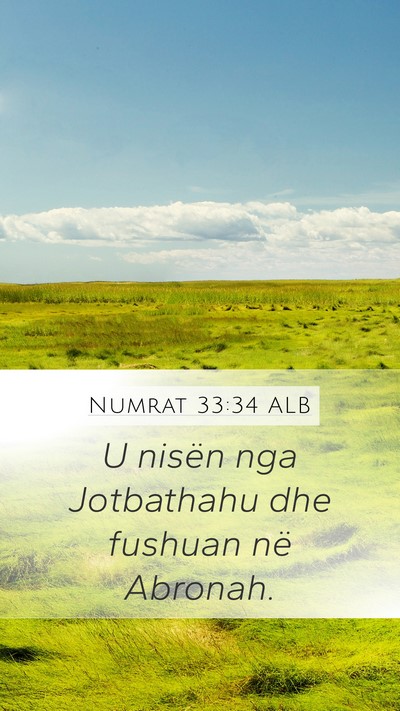 Numrat 33:34 ALB Mobile Phone Wallpaper - U nisën nga Jotbathahu dhe fushuan në - Mobile Bible Verse Wallpaper