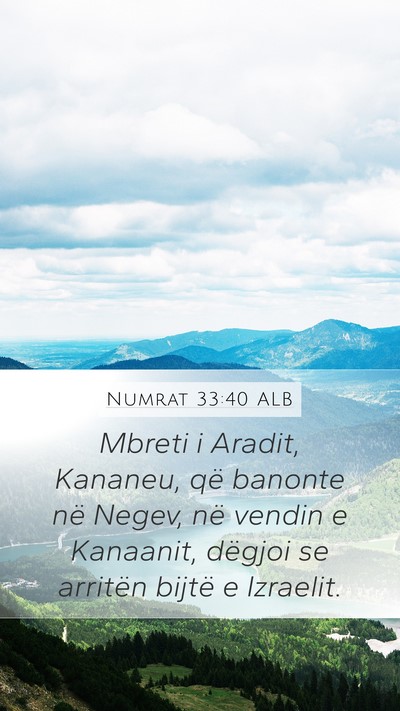 Numrat 33:40 ALB Mobile Phone Wallpaper - Mbreti i Aradit, Kananeu, që banonte në Negev, - Mobile Bible Verse Wallpaper