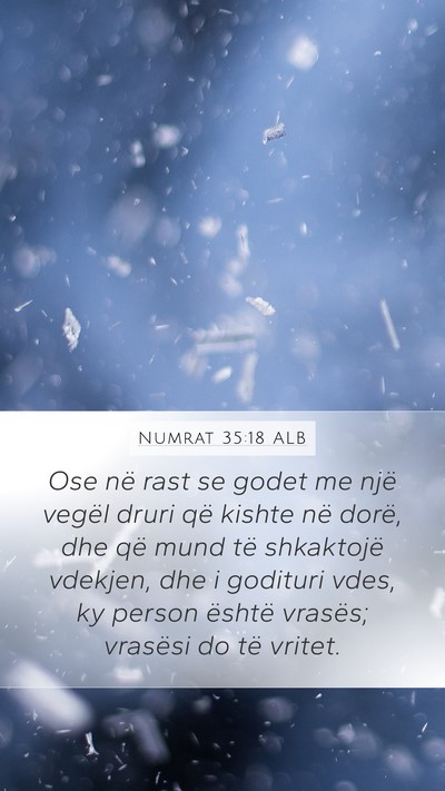 Numrat 35:18 ALB Mobile Phone Wallpaper - Ose në rast se godet me një vegël druri që - Mobile Bible Verse Wallpaper