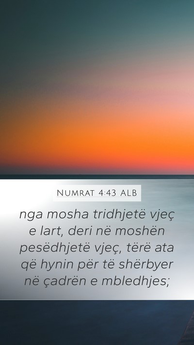 Numrat 4:43 ALB Mobile Phone Wallpaper - nga mosha tridhjetë vjeç e lart, deri në - Mobile Bible Verse Wallpaper