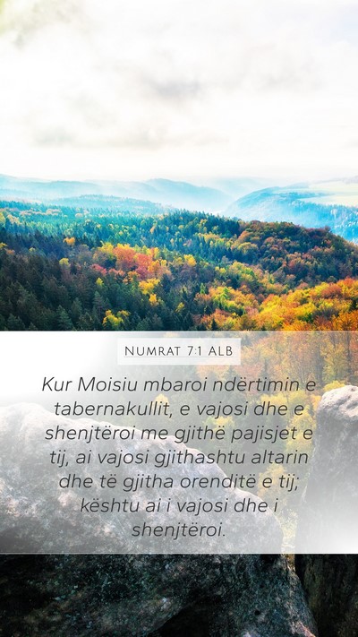 Numrat 7:1 ALB Bible Verse Image