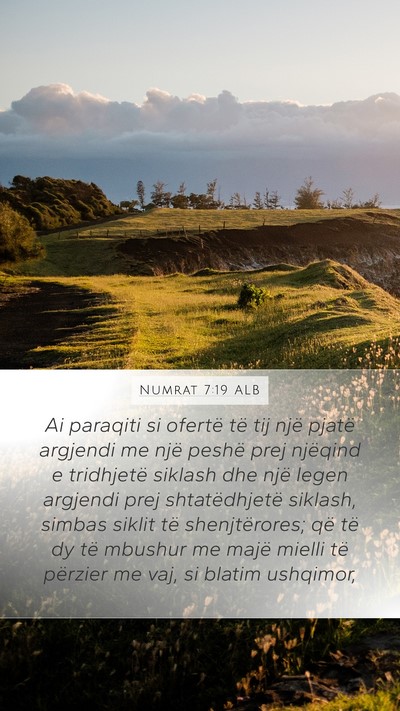 Numrat 7:19 ALB Mobile Phone Wallpaper - Ai paraqiti si ofertë të tij një pjatë - Mobile Bible Verse Wallpaper