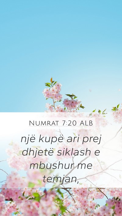Numrat 7:20 ALB Mobile Phone Wallpaper - një kupë ari prej dhjetë siklash e mbushur me - Mobile Bible Verse Wallpaper