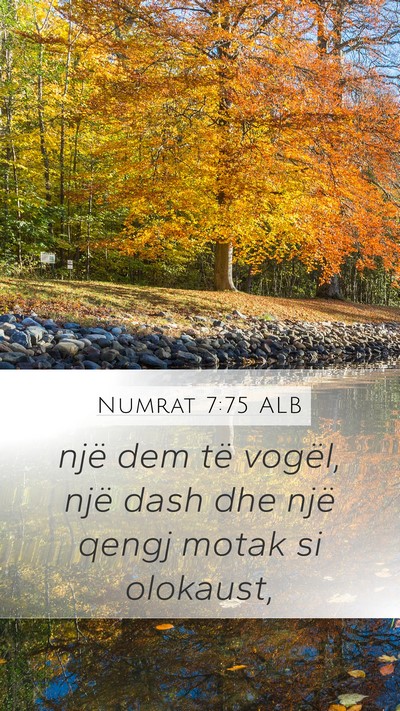 Numrat 7:75 ALB Mobile Phone Wallpaper - një dem të vogël, një dash dhe një qengj - Mobile Bible Verse Wallpaper