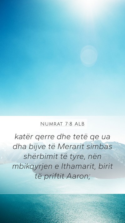 Numrat 7:8 ALB Mobile Phone Wallpaper - katër qerre dhe tetë qe ua dha bijve të - Mobile Bible Verse Wallpaper