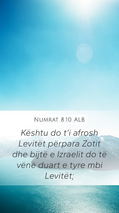 Numrat 8:10 ALB Mobile Phone Wallpaper - Kështu do t’i afrosh Levitët përpara Zotit - Mobile Bible Verse Wallpaper
