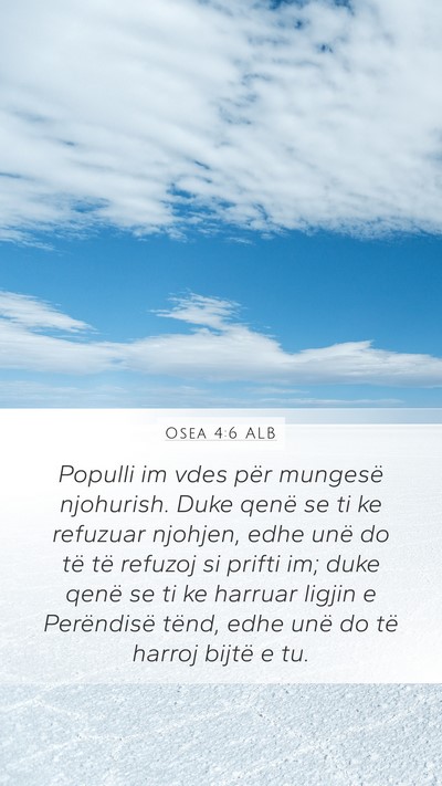 Osea 4:6 ALB Bible Verse Image