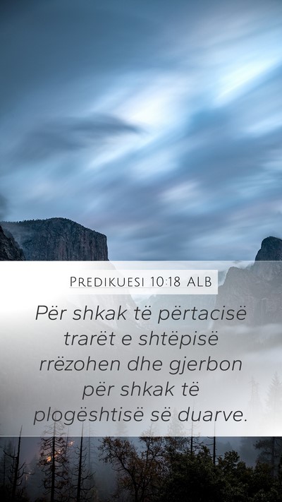 Predikuesi 10:18 ALB Mobile Phone Wallpaper - Për shkak të përtacisë trarët e shtëpisë - Mobile Bible Verse Wallpaper