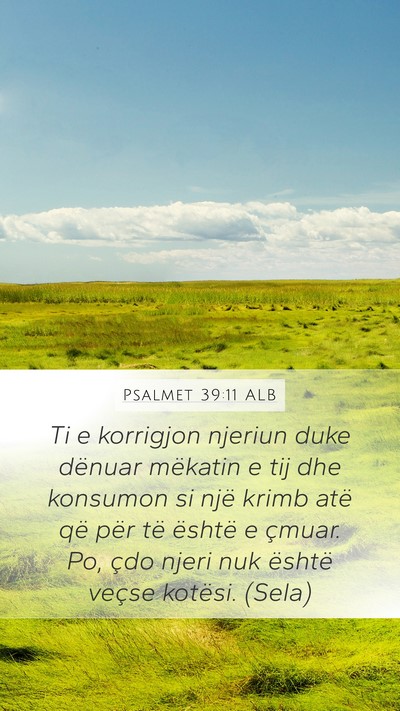 Psalmet 39:11 ALB Bible Verse Image