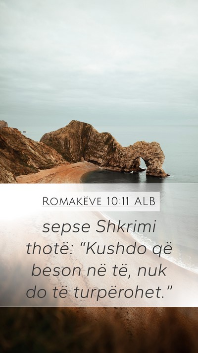 Romakëve 10:11 ALB Bible Verse Image