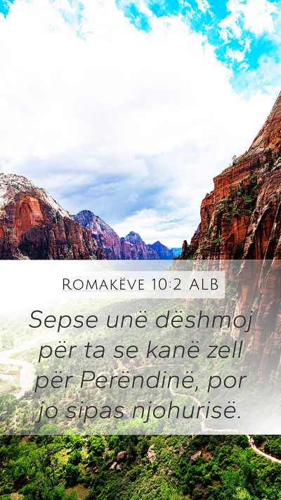 Romakëve 10:2 ALB Bible Verse Image
