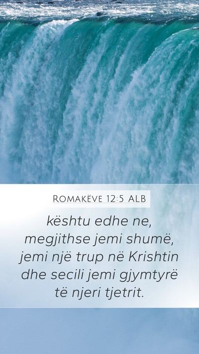 Romakëve 12:5 ALB Mobile Phone Wallpaper - kështu edhe ne, megjithse jemi shumë, jemi një - Mobile Bible Verse Wallpaper