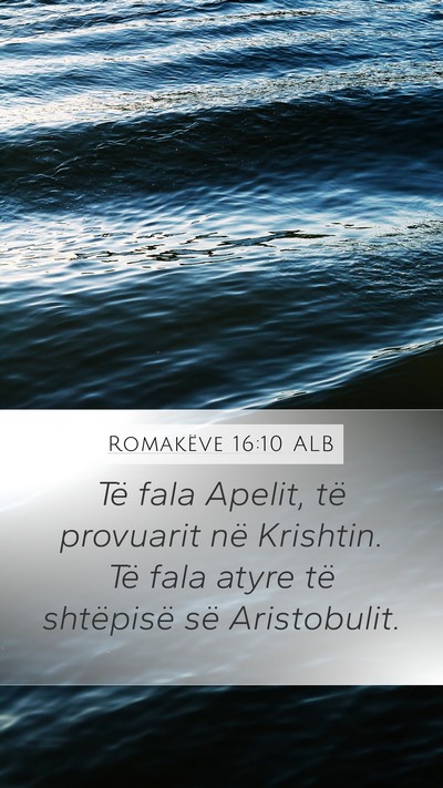 Romakëve 16:10 ALB Mobile Phone Wallpaper - Të fala Apelit, të provuarit në Krishtin. Të - Mobile Bible Verse Wallpaper