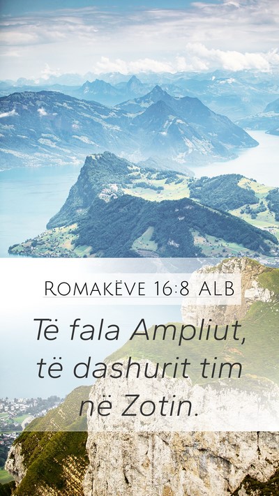 Romakëve 16:8 ALB Mobile Phone Wallpaper - Të fala Ampliut, të dashurit tim në - Mobile Bible Verse Wallpaper