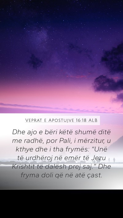 Veprat e Apostujve 16:18 ALB Bible Verse Image