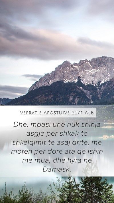 Veprat e Apostujve 22:11 ALB Mobile Phone Wallpaper - Dhe, mbasi unë nuk shihja asgjë për shkak të - Mobile Bible Verse Wallpaper