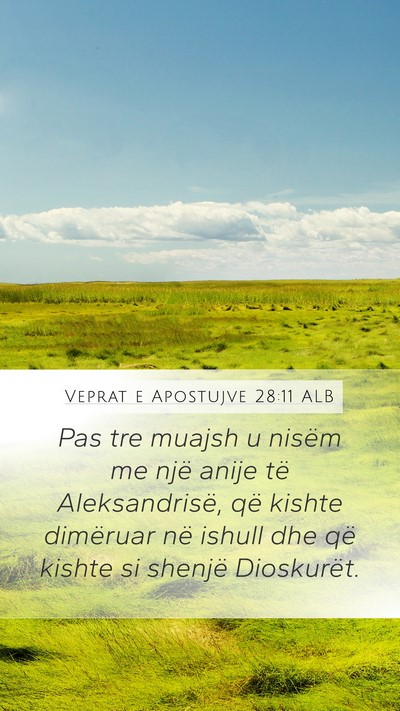 Veprat e Apostujve 28:11 ALB Bible Verse Image