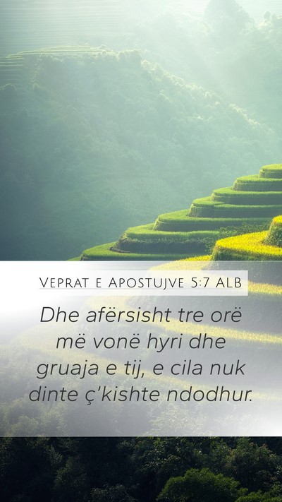 Veprat e Apostujve 5:7 ALB Mobile Phone Wallpaper - Dhe afërsisht tre orë më vonë hyri dhe gruaja - Mobile Bible Verse Wallpaper