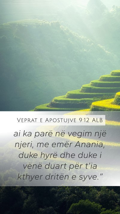 Veprat e Apostujve 9:12 ALB Mobile Phone Wallpaper - ai ka parë në vegim një njeri, me emër - Mobile Bible Verse Wallpaper