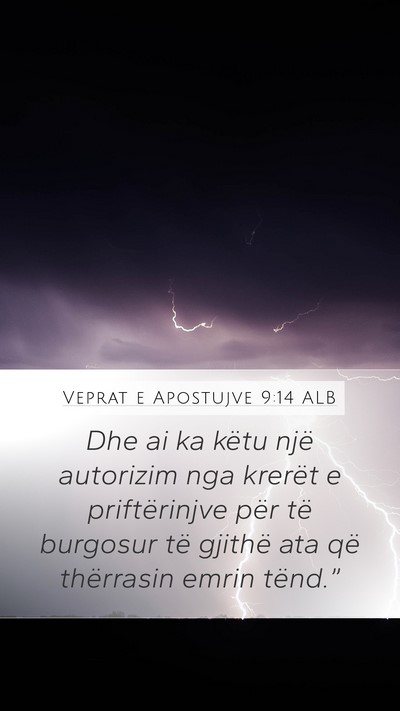 Veprat e Apostujve 9:14 ALB Bible Verse Image