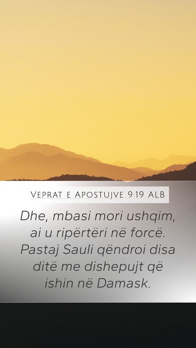 Veprat e Apostujve 9:19 ALB Bible Verse Image