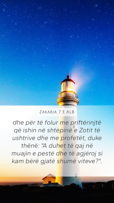 Zakaria 7:3 ALB Bible Verse Image
