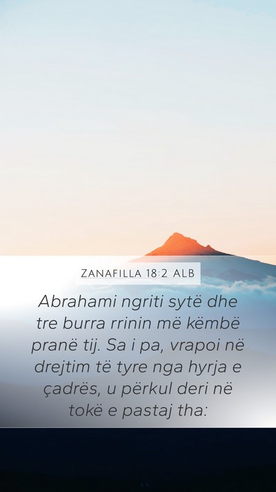 Zanafilla 18:2 ALB Mobile Phone Wallpaper - Abrahami ngriti sytë dhe tre burra rrinin më - Mobile Bible Verse Wallpaper