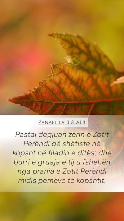 Zanafilla 3:8 ALB Mobile Phone Wallpaper - Pastaj dëgjuan zërin e Zotit Perëndi që - Mobile Bible Verse Wallpaper