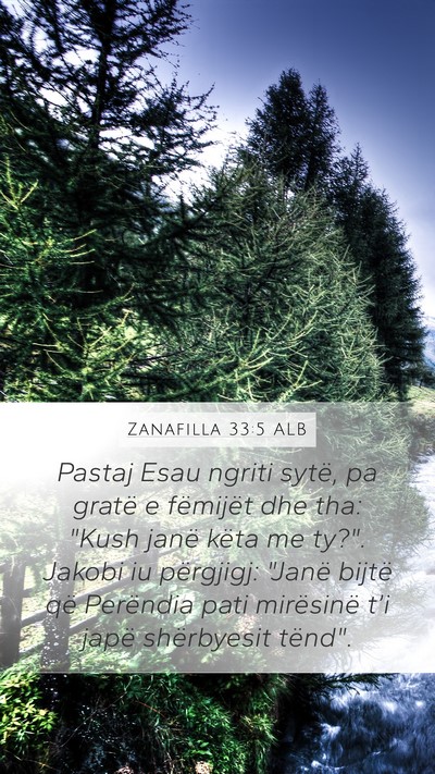 Zanafilla 33:5 ALB Mobile Phone Wallpaper - Pastaj Esau ngriti sytë, pa gratë e fëmijët - Mobile Bible Verse Wallpaper